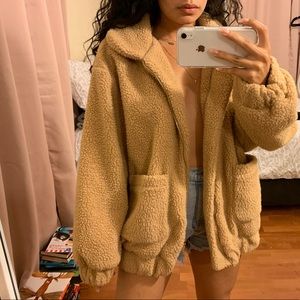 tan teddy bear jacket
